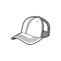 A baseball cap is shown in a line drawing vector