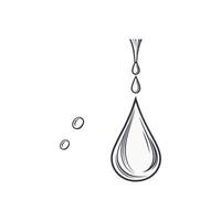 A drop of water is shown in a line drawing vector