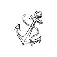 An anchor is shown in black and white vector