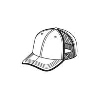 A baseball cap is shown in a line drawing vector