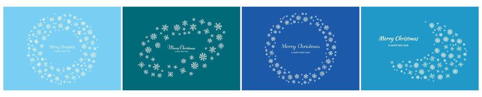 Set of Merry Christmas backgrounds with snowflakes vector