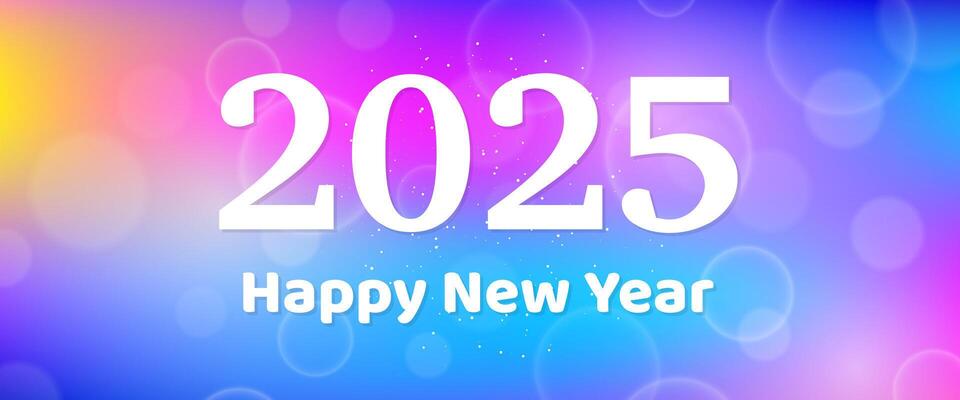 Happy new year 2025 inscription on blurred background