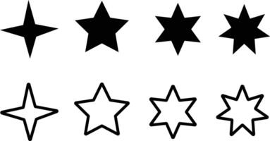 Collection of Star Icons with Unique Designs and Isolated Star Symbols for Graphics vector