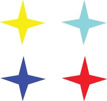 Illustration of Four Point Stars in Multiple Colors on a White Background Design vector
