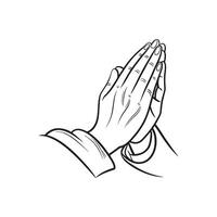 Praying hands with hands folded in prayer, illustration vector