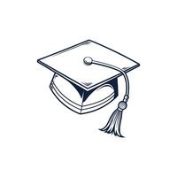Graduation cap icon with tassel on white background vector