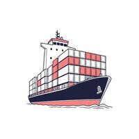 A container ship is shown in this illustration vector
