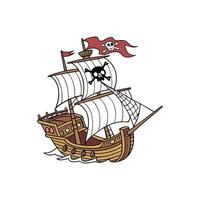 A pirate ship with a skull and crossbones on it vector