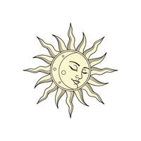 Sun and moon tattoo design vector