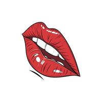 A red lips with a white background vector