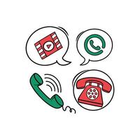 A set of icons depicting a phone, a call and a phone vector