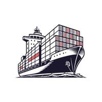 A large container ship with red and white stripes vector