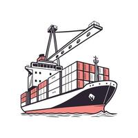 A cargo ship with a crane on it vector