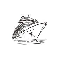 A cruise ship is shown in a black and white drawing vector