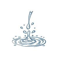 A drawing of a water drop falling into a puddle vector