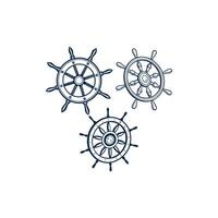 Three ship steering wheels on a white background vector