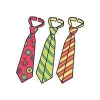 Three colorful ties with different designs on them vector