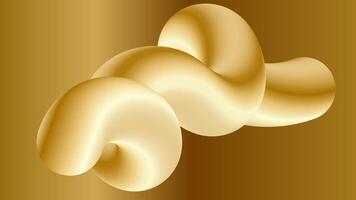 Golden Metallic Fluid Abstract 3D Twisted Liquid Line vector