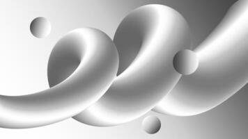Abstract background 3d chrome metallic twisted liquid line and spheres vector