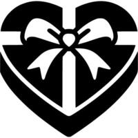 Heart shaped box of chocolates tied with bow in monochrome. Simple minimalistic in black ink drawing on white background vector