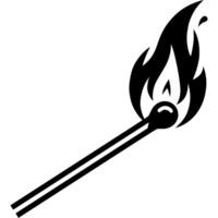 Burning match in monochrome. Careful handling of matches and fire. Simple minimalistic in black ink drawing on white background vector