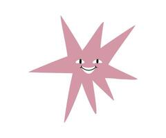 Cute star with emotions drawn in flat style. Hand drawn illustration. vector