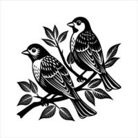 Two Birds On Tree vector
