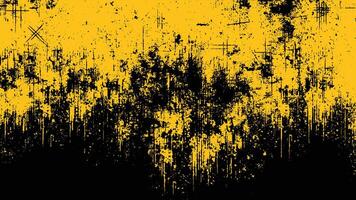 A grungy black and yellow background with paint splatters vector