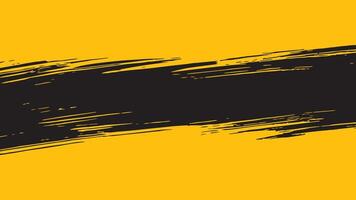 A black and yellow brush stroke on a yellow background vector