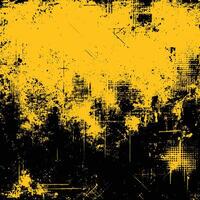 A grunge background with black and yellow paint vector