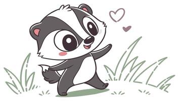 A cartoon badger with a heart in the background vector