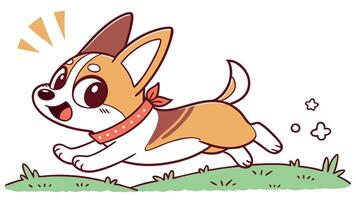 A cartoon dog running on grass vector