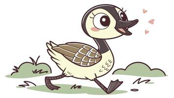 A cartoon duck with a heart on its head vector