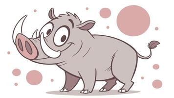 Cartoon warthog with big horns and pink polka dots vector