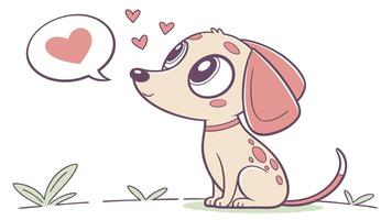 Cartoon dog with speech bubble and heart vector