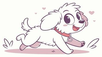 A cartoon dog running with hearts in the background vector