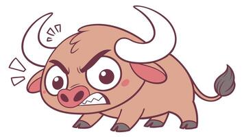 Cartoon angry buffalo with horns and horns vector