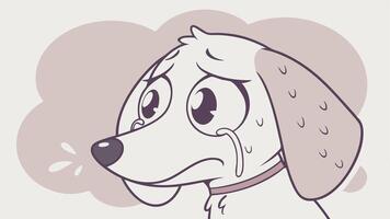 A cartoon dog with a sad face vector