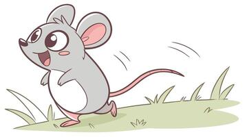 Cartoon mouse running on grass vector