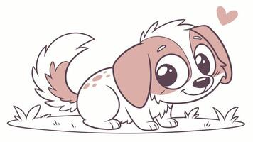 A cartoon dog with a heart on its head vector