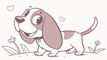A cartoon dog with a heart on its face vector