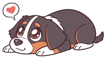 A cartoon dog with a heart above it vector