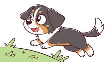 A cartoon dog running on a hill vector