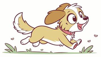 A cartoon dog running in the grass vector