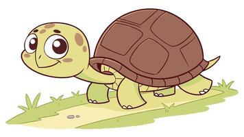 A cartoon turtle walking on the road vector