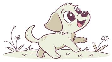 Cartoon dog running in the grass vector