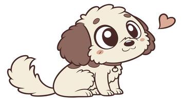 A cartoon dog with a heart on its head vector
