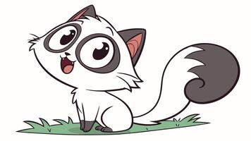 A cartoon cat with big eyes and a big tail vector