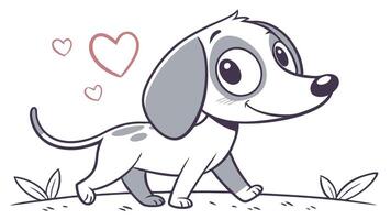 A cartoon dog with a heart on its head vector