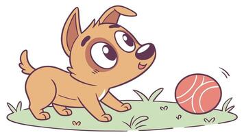 A cartoon dog playing with a ball vector